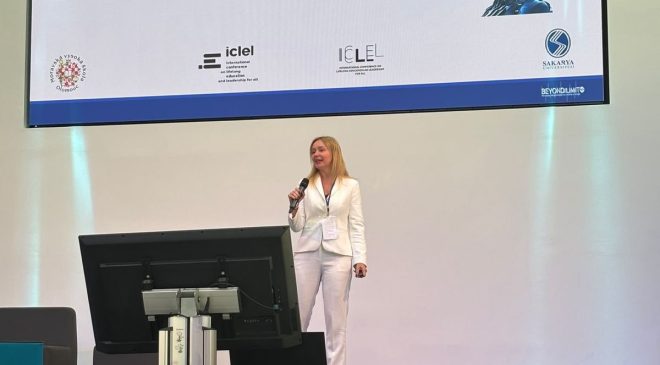 Prof. Paliszkiewicz presenting on Lifelong Learning and AI-driven Leadership at ICLEL 2026.