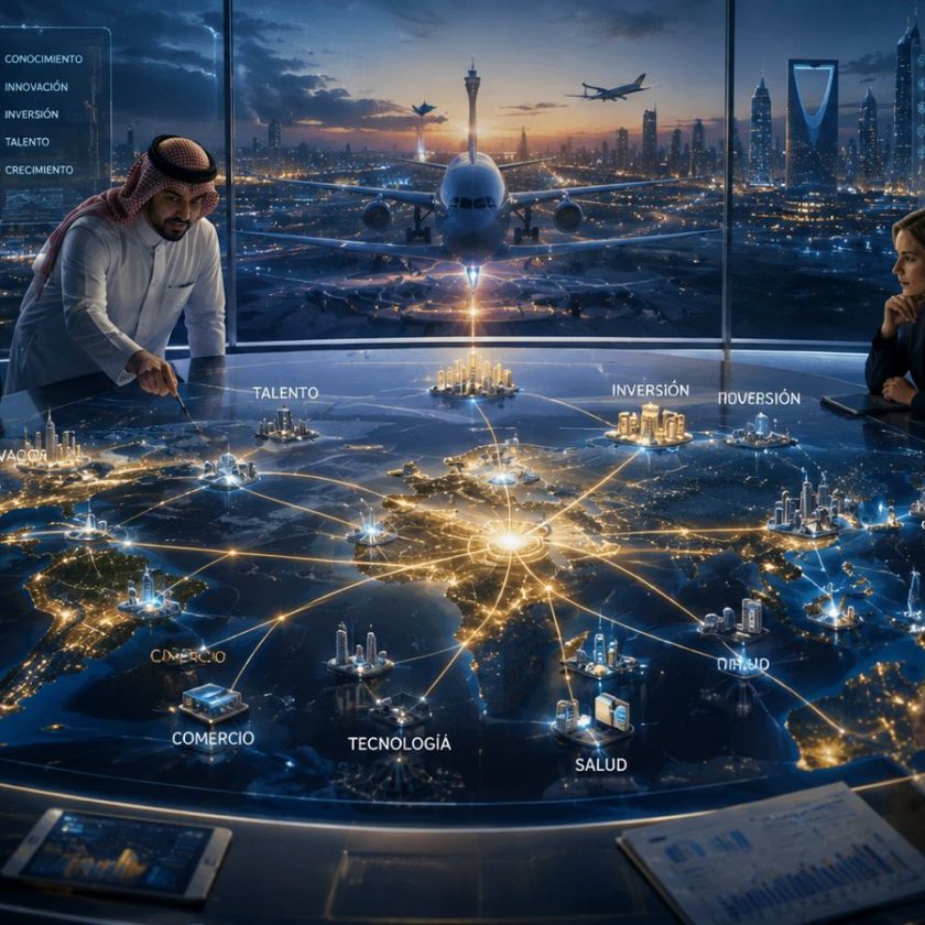 Une salle de contrôle. Les écrans affichent des avions. Mais le directeur éteint ces écrans. Il en allume un autre. Sur celui-ci apparaissent des connexions entre : entreprises, chercheurs, innovation, talent, universités.